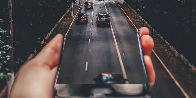 Highway with running cars