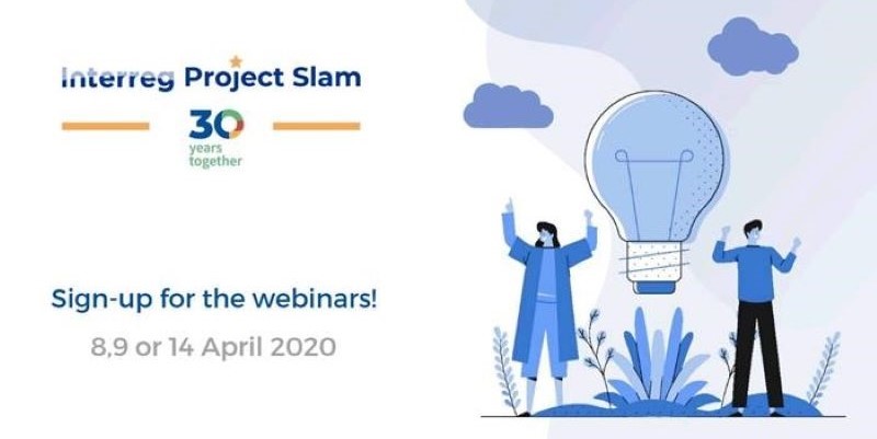 Interreg project slam, sign-up for the webinars! guys with a light bulb