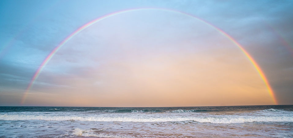 Rainbow, sea, beach