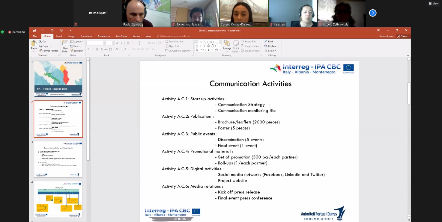 Coordination meeting held online Meeting call