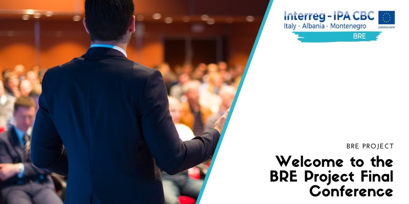 Final Conference on 12 July 2021 person, logo and text: Welcome to the BRE Project Final Conference