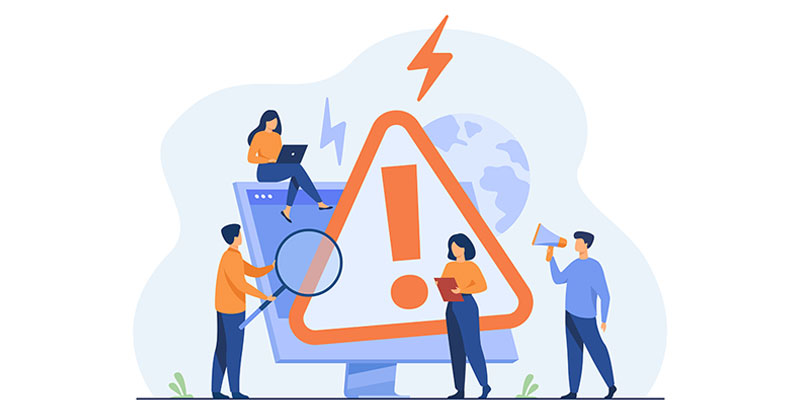 eMS offline for maintenance monitor, lens, warning, people