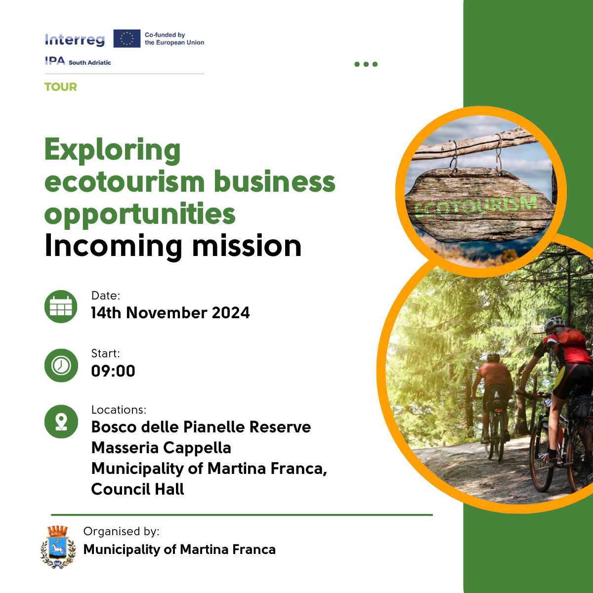 Interreg TOUR hosts in Martina Franca the incoming mission "Exploring sustainable tourism opportunities"