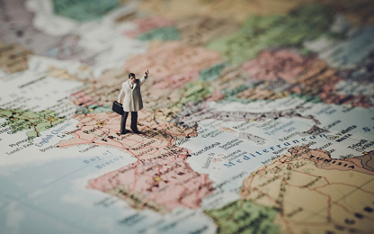Man on map
