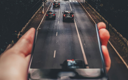 Highway with running cars