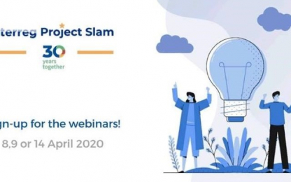 Interreg project slam, sign-up for the webinars! guys with a light bulb