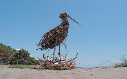 bird made with wooden twigs