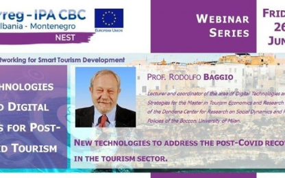 NEST, Webinar Series on 'Technologies and Digital Tools for Post-Covid Tourism' webinar cover