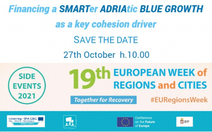 Financing a smarter Adriatic Blue Growth as a key cohesion driver Smart Adria Event Poster
