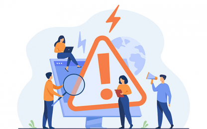 eMS offline for maintenance monitor, lens, warning, people