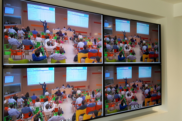 Four screens showing the seminar