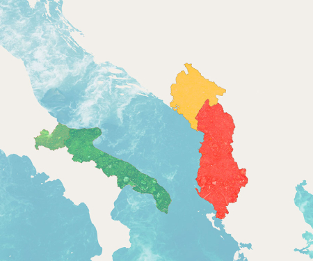 Map of participating States in Interreg: Italy - Albania - Montenegro